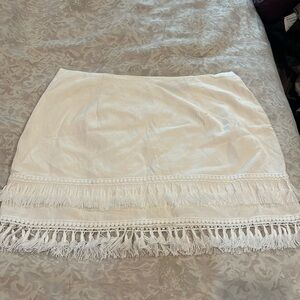Lulus festival linen fringe mini skirt